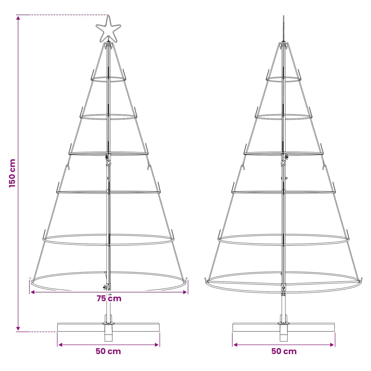 Metal Christmas Tree KUOPIO 150 cm Steel Black