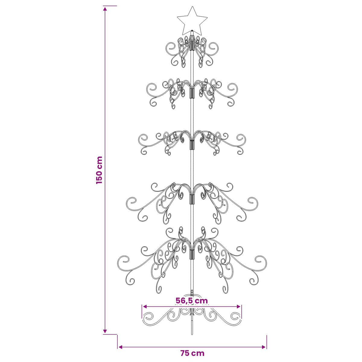 Metal Christmas Tree Gold 150 cm Powder-coated Steel