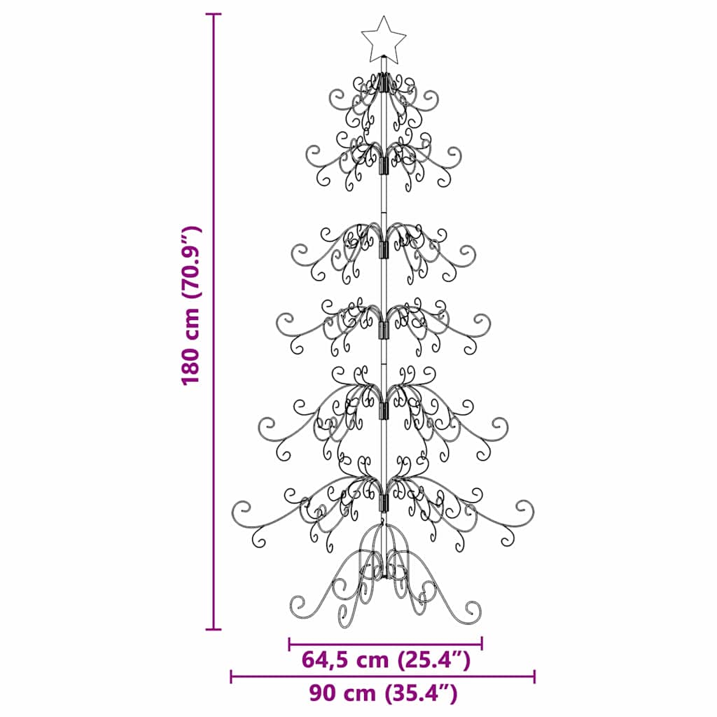 Metal Christmas Tree with Stand Gold 180 cm Powder-coated Steel