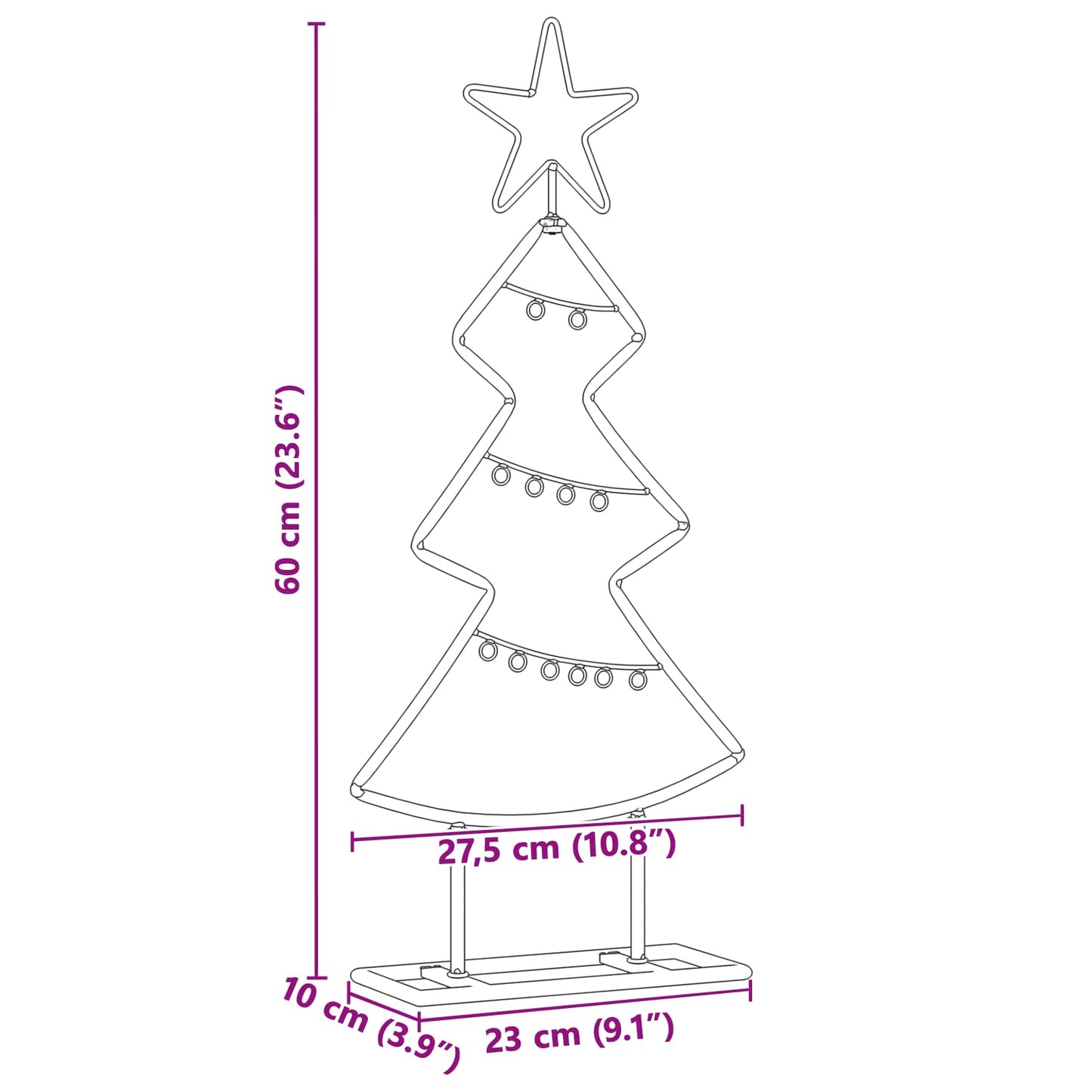Metal Christmas Tree with Stand Black 60 cm Steel