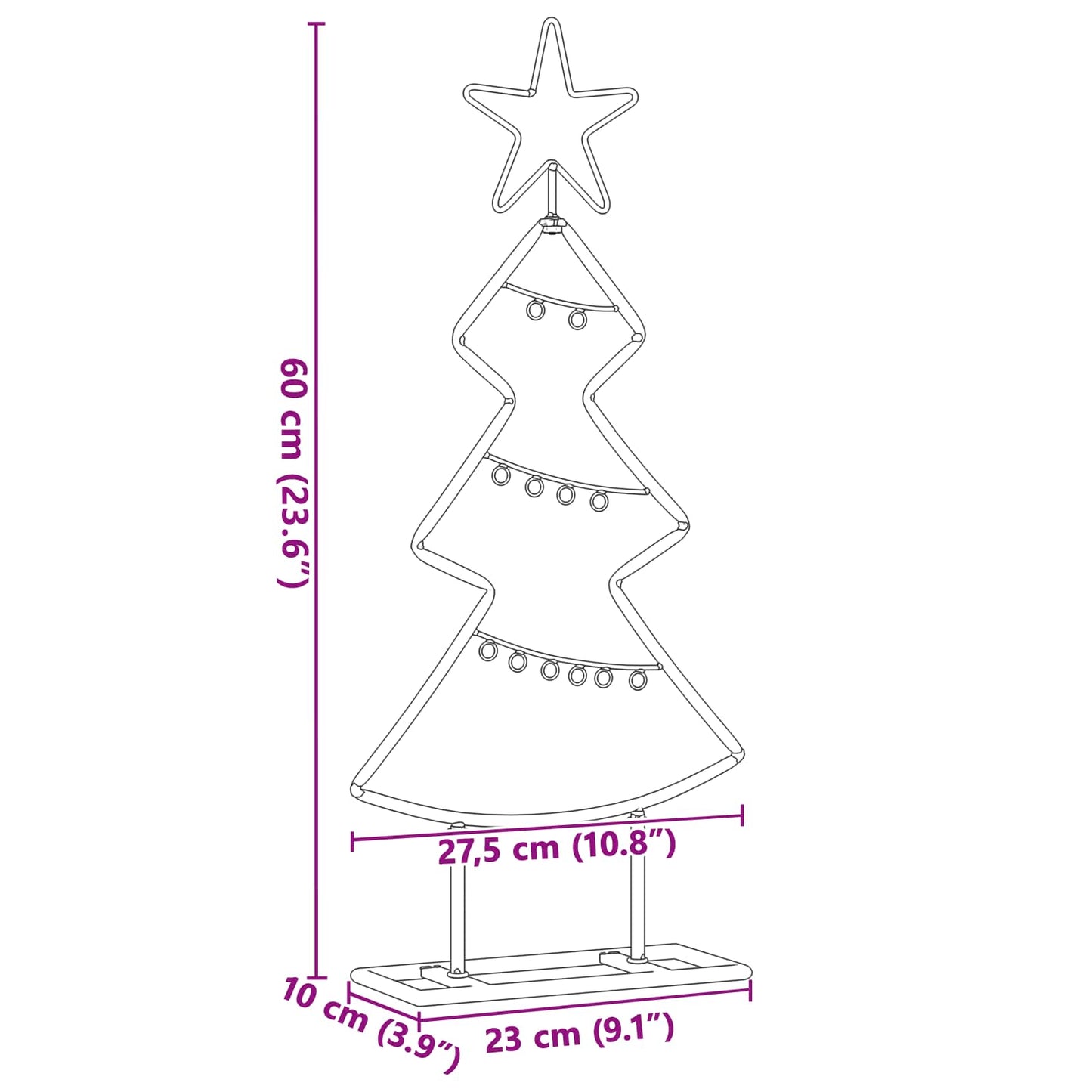 Metal Christmas Tree with Stand Black 60 cm Steel