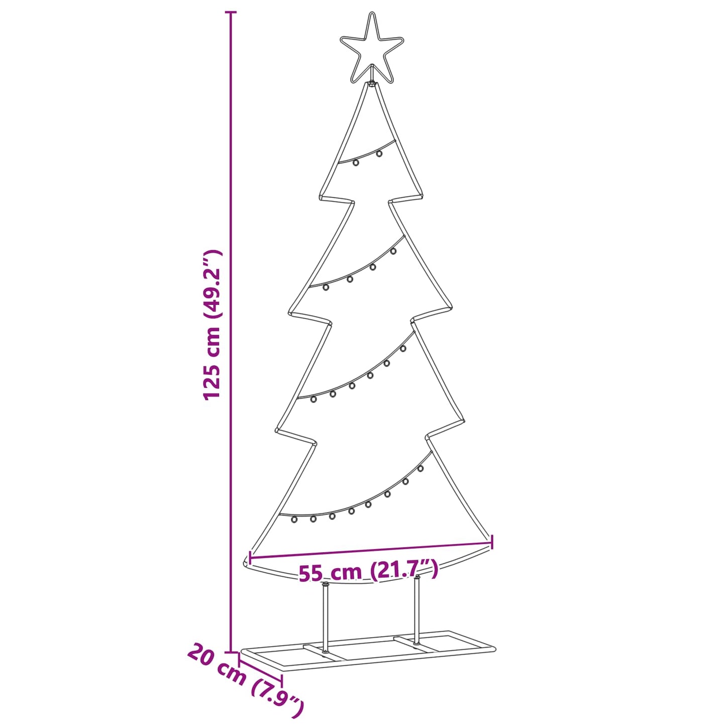 Metal Christmas Tree with Stand Black 125 cm Steel