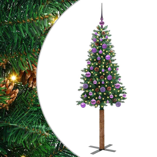 Slim Christmas Tree Green 150 cm PVC and Solid Pine wood Slim Christmas Tree Green 150 cm PVC and Solid Pine wood