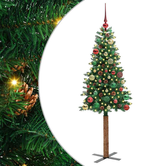 Slim Christmas Tree Green 150 cm PVC and Solid Pine wood Slim Christmas Tree Green 150 cm PVC and Solid Pine wood