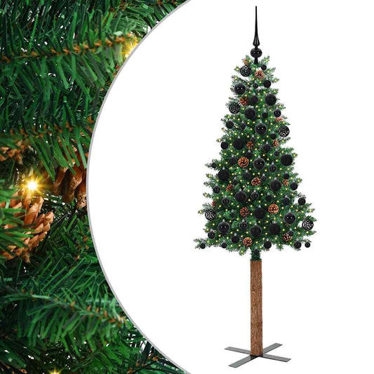 Slim Christmas Tree Green 180 cm PVC and Solid Pine wood Slim Christmas Tree Green 180 cm PVC and Solid Pine wood