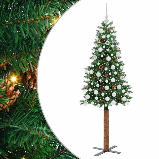 Slim Christmas Tree Green 180 cm PVC and Solid Pine wood Slim Christmas Tree Green 180 cm PVC and Solid Pine wood