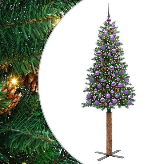 Slim Christmas Tree Green 180 cm PVC and Solid Pine wood Slim Christmas Tree Green 180 cm PVC and Solid Pine wood