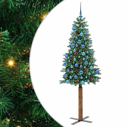 Slim Christmas Tree Green 180 cm PVC and Solid Pine wood Slim Christmas Tree Green 180 cm PVC and Solid Pine wood