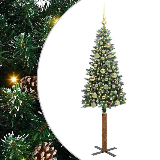 Slim Christmas Tree Green 150 cm PVC and Solid Pine wood Slim Christmas Tree Green 150 cm PVC and Solid Pine wood