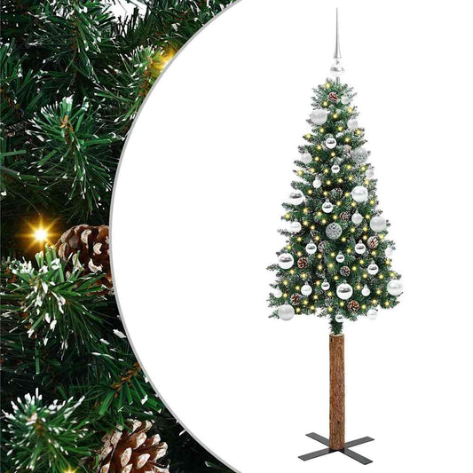 Slim Christmas Tree Green 150 cm PVC and Solid Pine wood Slim Christmas Tree Green 150 cm PVC and Solid Pine wood