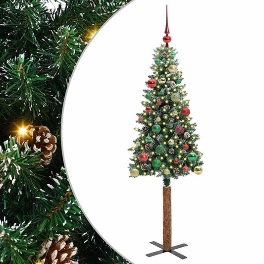 Slim Christmas Tree Green 150 cm PVC and Solid Pine wood Slim Christmas Tree Green 150 cm PVC and Solid Pine wood