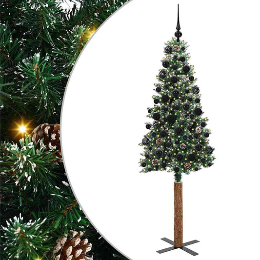 Slim Christmas Tree Green 180 cm PVC and Solid Pine wood Slim Christmas Tree Green 180 cm PVC and Solid Pine wood