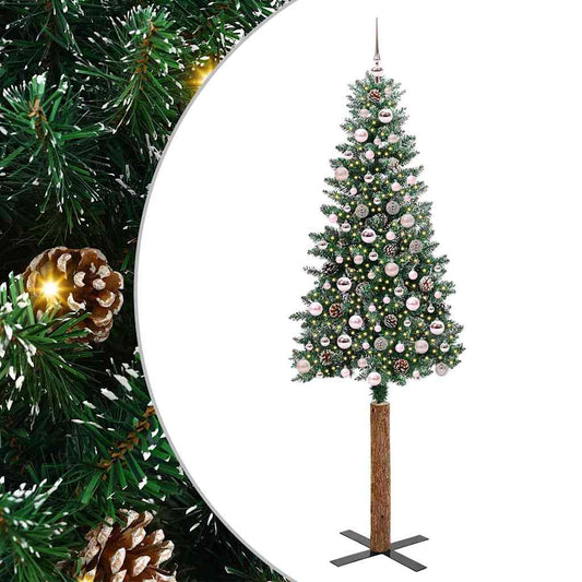 Slim Christmas Tree Green 210 cm PVC and Solid Pine wood Slim Christmas Tree Green 210 cm PVC and Solid Pine wood