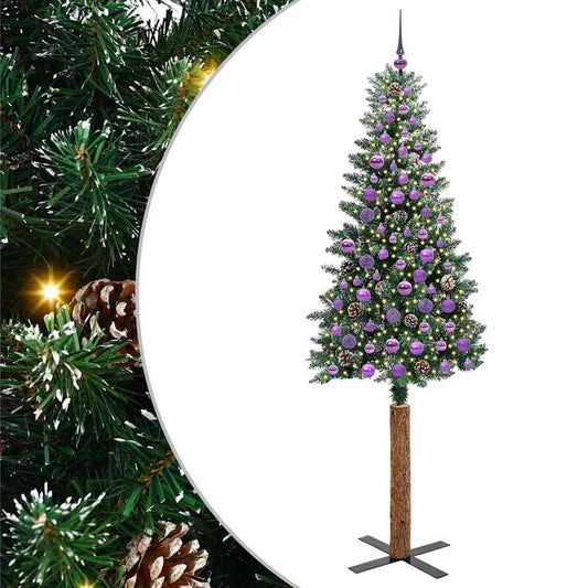 Slim Christmas Tree Green 210 cm PVC and Solid Pine wood Slim Christmas Tree Green 210 cm PVC and Solid Pine wood