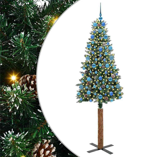 Slim Christmas Tree Green 210 cm PVC and Solid Pine wood Slim Christmas Tree Green 210 cm PVC and Solid Pine wood