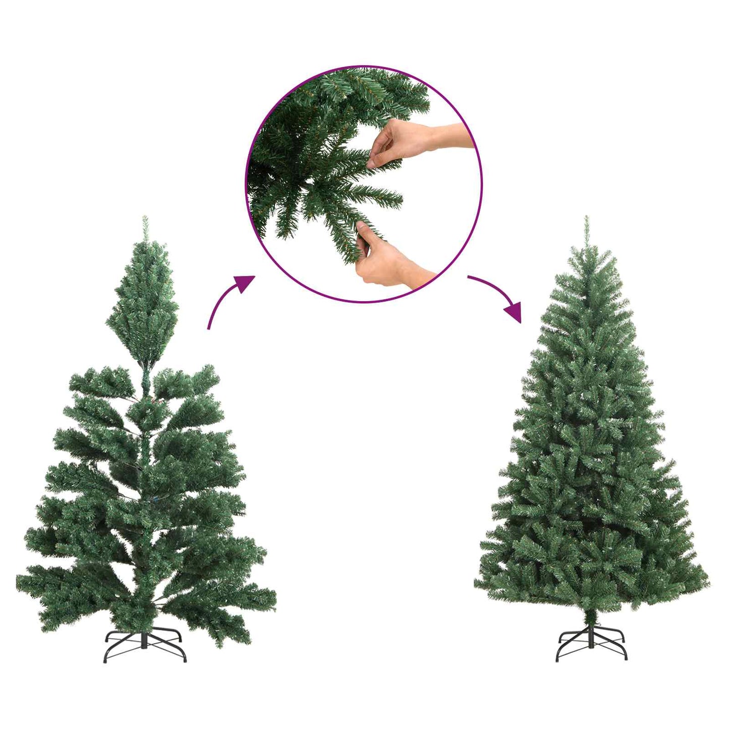 Artificial Christmas Tree with 300 LEDs with Stand Green 210 cm