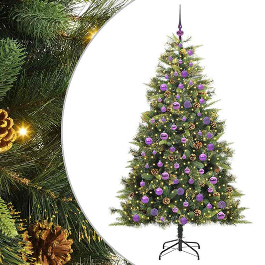 Artificial Hinged Christmas Tree with Cones 300 LEDs Warm White Artificial Hinged Christmas Tree with Cones 300 LEDs Warm White