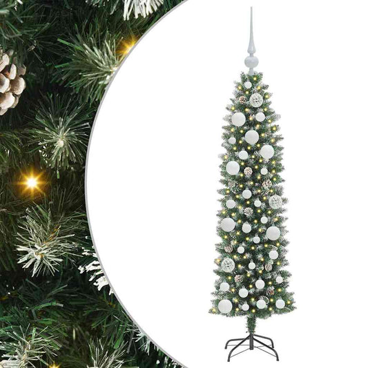Artificial Slim Christmas Tree Green and White 120 cm Artificial Slim Christmas Tree Green and White 120 cm