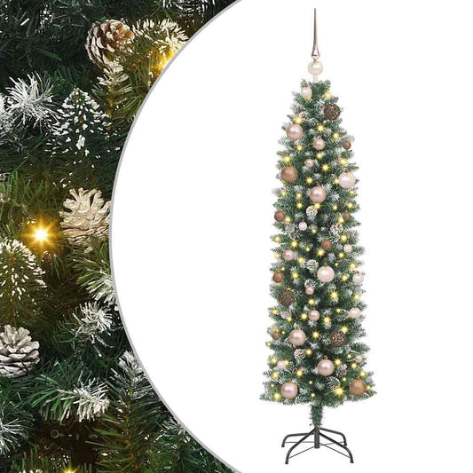 Artificial Slim Christmas Tree Green and White 150 cm Artificial Slim Christmas Tree Green and White 150 cm