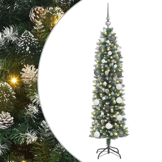 Artificial Slim Christmas Tree Green and White 150 cm Artificial Slim Christmas Tree Green and White 150 cm