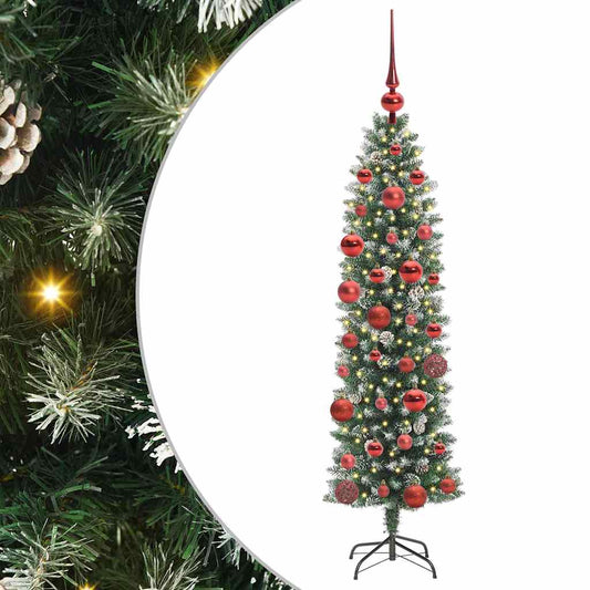 Artificial Slim Christmas Tree Green and White 150 cm Artificial Slim Christmas Tree Green and White 150 cm
