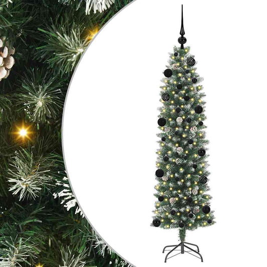 Artificial Slim Christmas Tree Green and White 150 cm Artificial Slim Christmas Tree Green and White 150 cm