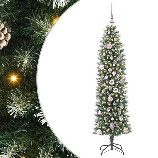 Artificial Slim Christmas Tree Green and White 150 cm Artificial Slim Christmas Tree Green and White 150 cm