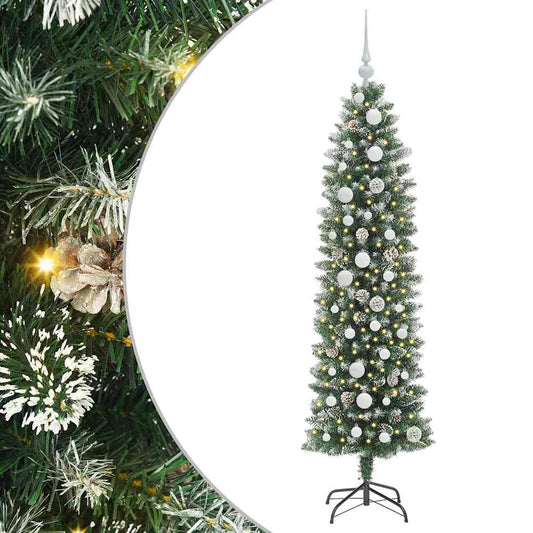 Artificial Slim Christmas Tree Green and White 150 cm Artificial Slim Christmas Tree Green and White 150 cm