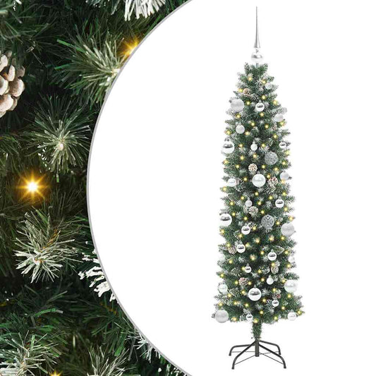 Artificial Slim Christmas Tree Green and White 150 cm Artificial Slim Christmas Tree Green and White 150 cm