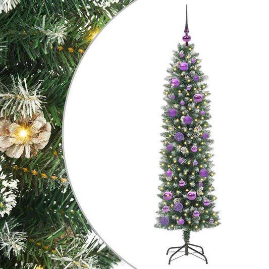 Artificial Slim Christmas Tree Green and White 150 cm Artificial Slim Christmas Tree Green and White 150 cm