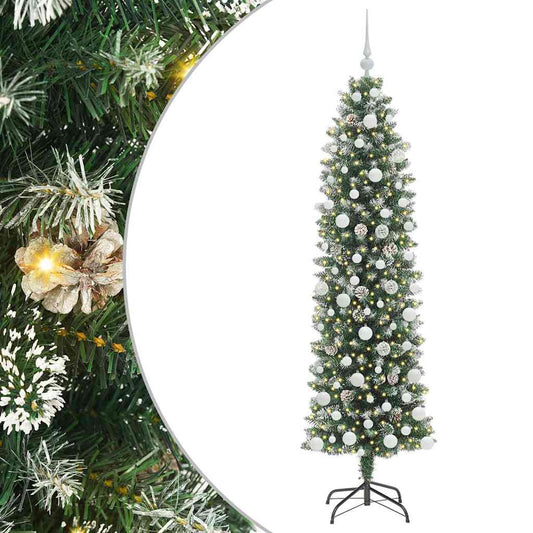 Artificial Slim Christmas Tree Green and White 180 cm Artificial Slim Christmas Tree Green and White 180 cm