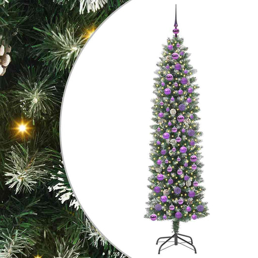 Artificial Slim Christmas Tree Green and White 180 cm Artificial Slim Christmas Tree Green and White 180 cm