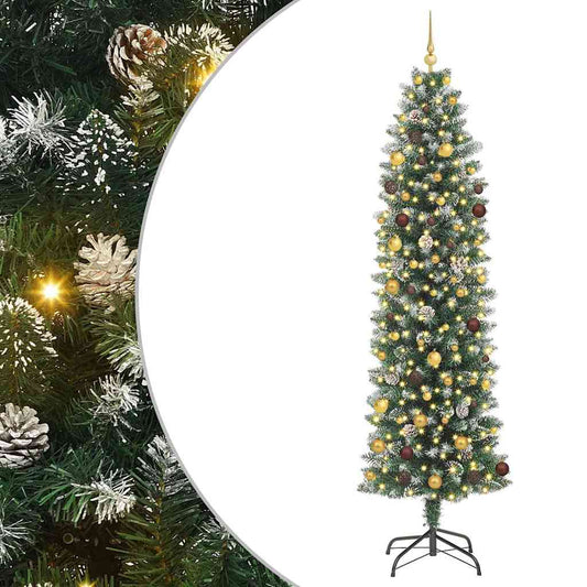 Artificial Slim Christmas Tree Green and White 240 cm Artificial Slim Christmas Tree Green and White 240 cm