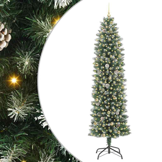 Artificial Slim Christmas Tree Green and White 240 cm Artificial Slim Christmas Tree Green and White 240 cm