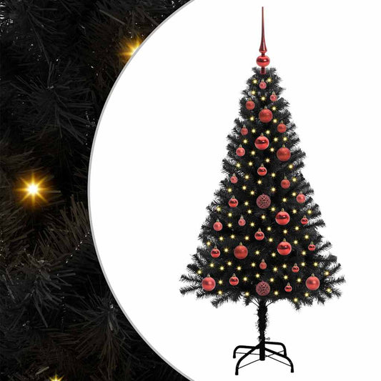 Christmas Tree with 150 LEDs with Stand Black 120 cm PVC Christmas Tree with 150 LEDs with Stand Black 120 cm PVC