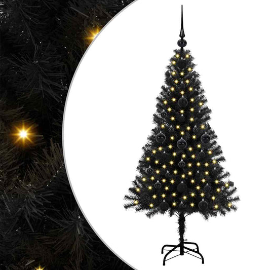 Christmas Tree with 150 LEDs with Stand Black 120 cm PVC Christmas Tree with 150 LEDs with Stand Black 120 cm PVC