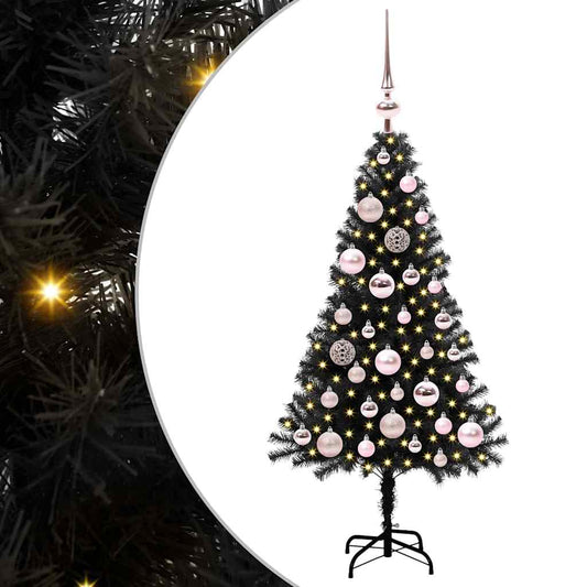 Christmas Tree with 150 LEDs with Stand Black 120 cm PVC Christmas Tree with 150 LEDs with Stand Black 120 cm PVC