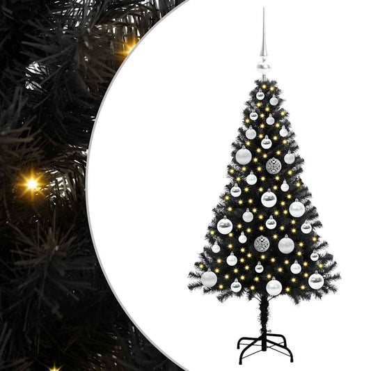 Christmas Tree with 150 LEDs with Stand Black 120 cm PVC Christmas Tree with 150 LEDs with Stand Black 120 cm PVC