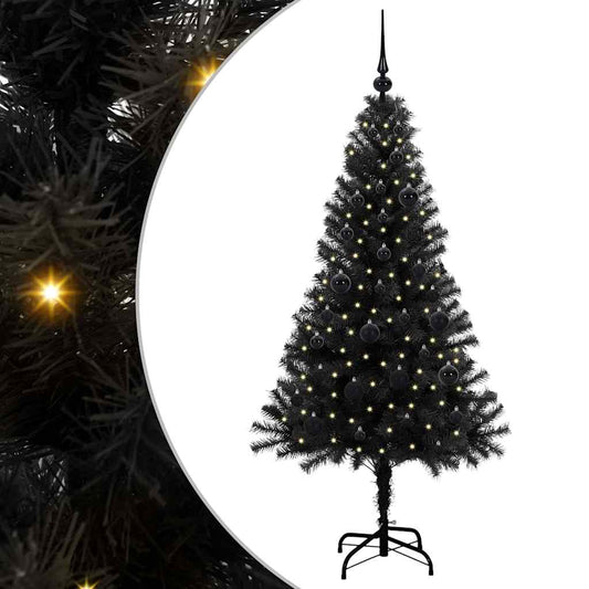Christmas Tree with 150 LEDs with Stand Black 150 cm PVC Christmas Tree with 150 LEDs with Stand Black 150 cm PVC