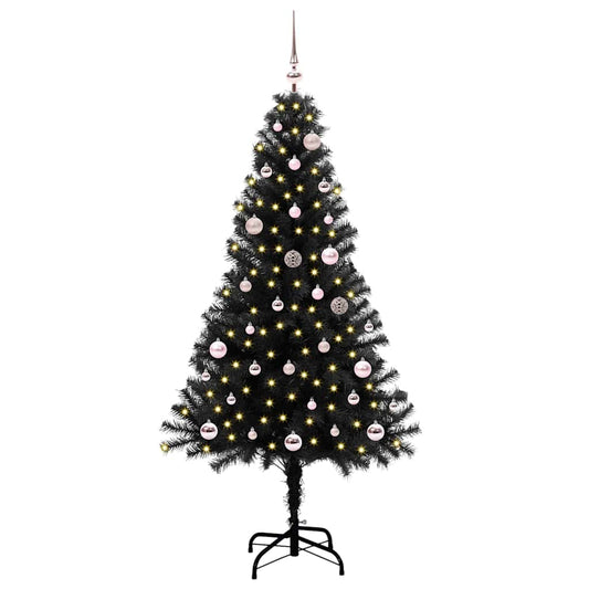 Christmas Tree with 150 LEDs with Stand Black 150 cm PVC Christmas Tree with 150 LEDs with Stand Black 150 cm PVC