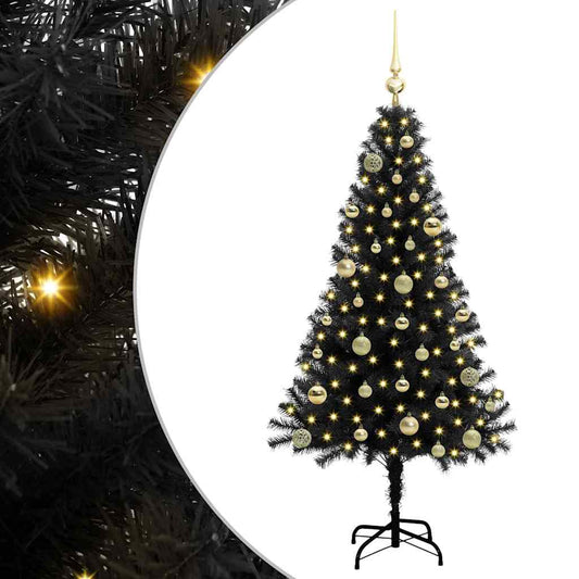 Christmas Tree with 150 LEDs with Stand Black 150 cm PVC Christmas Tree with 150 LEDs with Stand Black 150 cm PVC