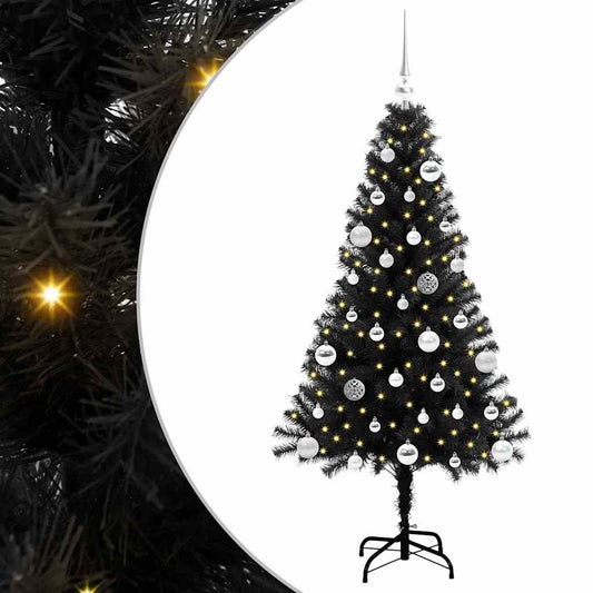 Christmas Tree with 150 LEDs with Stand Black 150 cm PVC Christmas Tree with 150 LEDs with Stand Black 150 cm PVC