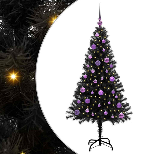 Christmas Tree with 150 LEDs with Stand Black 150 cm PVC Christmas Tree with 150 LEDs with Stand Black 150 cm PVC