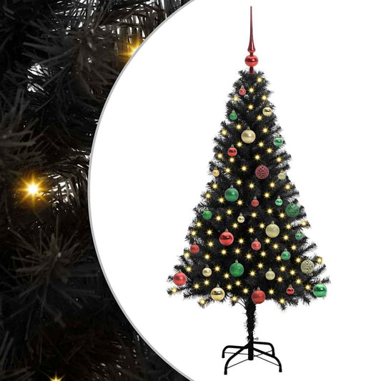 Christmas Tree with 150 LEDs with Stand Black 150 cm PVC Christmas Tree with 150 LEDs with Stand Black 150 cm PVC