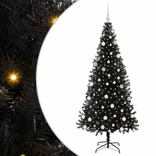 Christmas Tree with 300 LEDs with Stand Black 180 cm PVC Christmas Tree with 300 LEDs with Stand Black 180 cm PVC
