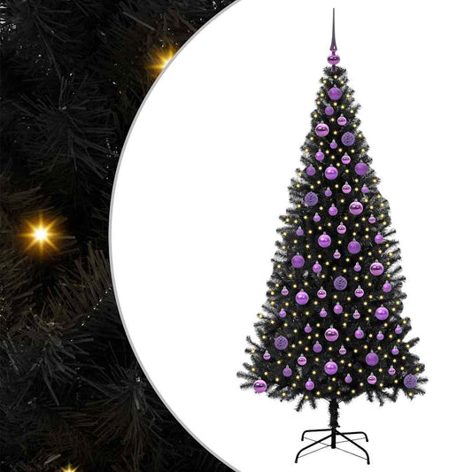 Christmas Tree with 300 LEDs with Stand Black 180 cm PVC Christmas Tree with 300 LEDs with Stand Black 180 cm PVC