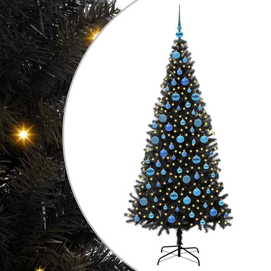 Christmas Tree with 300 LEDs with Stand Black 180 cm PVC Christmas Tree with 300 LEDs with Stand Black 180 cm PVC