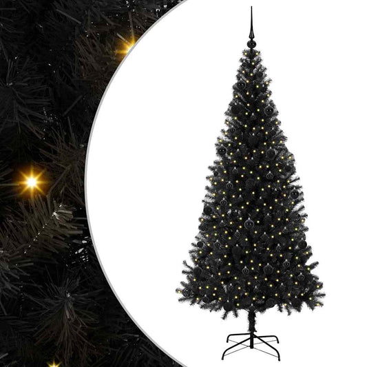 Christmas Tree with 300 LEDs with Stand Black 210 cm PVC Christmas Tree with 300 LEDs with Stand Black 210 cm PVC