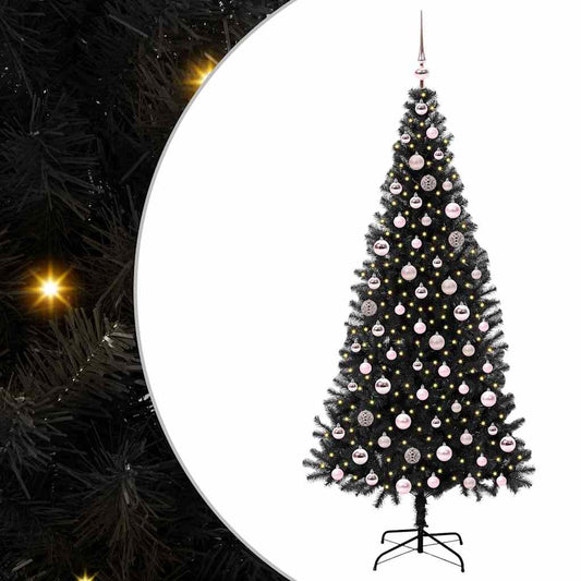 Christmas Tree with 300 LEDs with Stand Black 210 cm PVC Christmas Tree with 300 LEDs with Stand Black 210 cm PVC