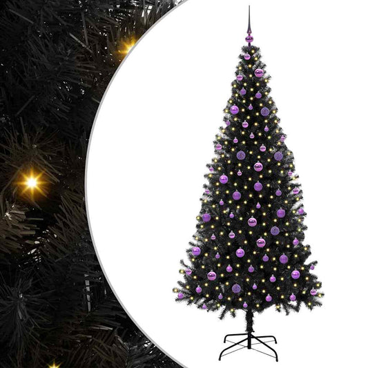 Christmas Tree with 300 LEDs with Stand Black 210 cm PVC Christmas Tree with 300 LEDs with Stand Black 210 cm PVC